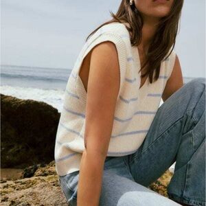 REFORMATION JANEY COTTON SWEATER VEST PABLO STRIPE size SMALL